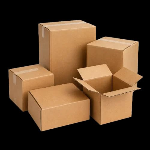 Selection of corrugated cardboard boxes in different sizes