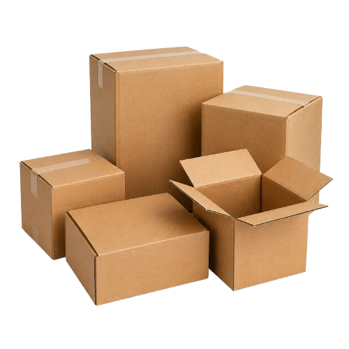 Selection of corrugated cardboard boxes in different sizes